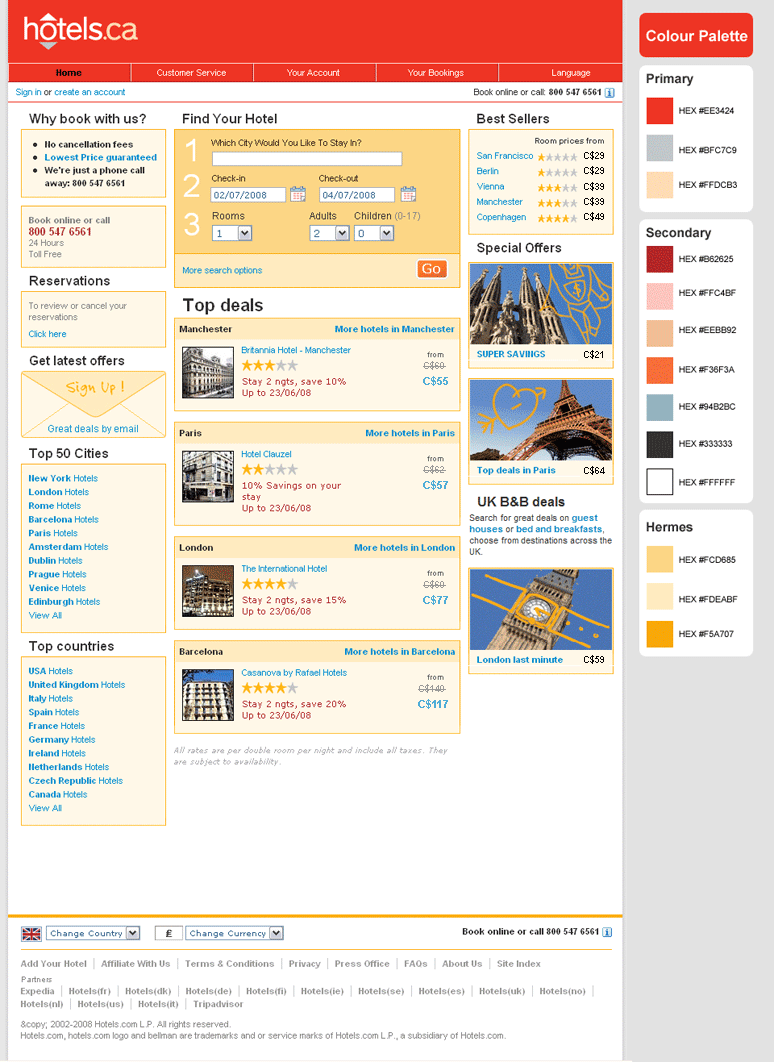 New Hotels.ca homepage
